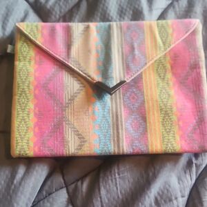Colorful Geometric Fabric Clutch